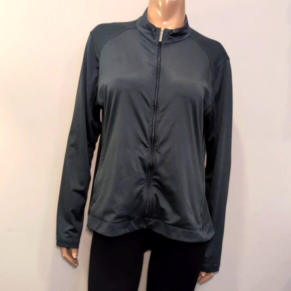 NIKE GOLF Track Jacket Dri Fit Full Zip High Collar Criss Cross Teal Athletic - Picture 2 of 13